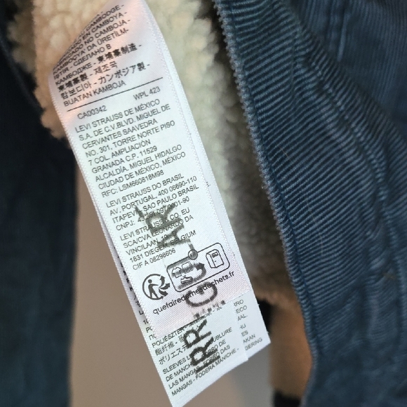 🆕️ Levi's Jacket - Classic Blue Corduroy Trucker Jacket with Sherpa Lining NWT - Picture 11 of 12